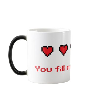 8-bit Heart Mug by rosaamarilla