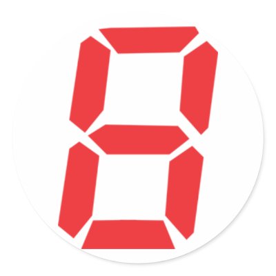 8 eight  red alarm clock digital number sticker by Tomaniac