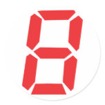 8 eight  red alarm clock digital number stickers