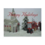 8 toy tractors at christmas postcard