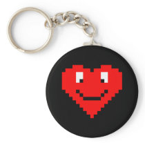 8bit Heart Face Key Chains