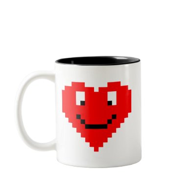 8bit Heart Face Coffee Mug by JKcoder