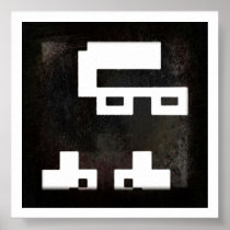 8Bit White Stencil Print