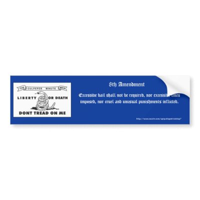 8th Amendment Bumper Sticker by CptPuttsPatriotshop