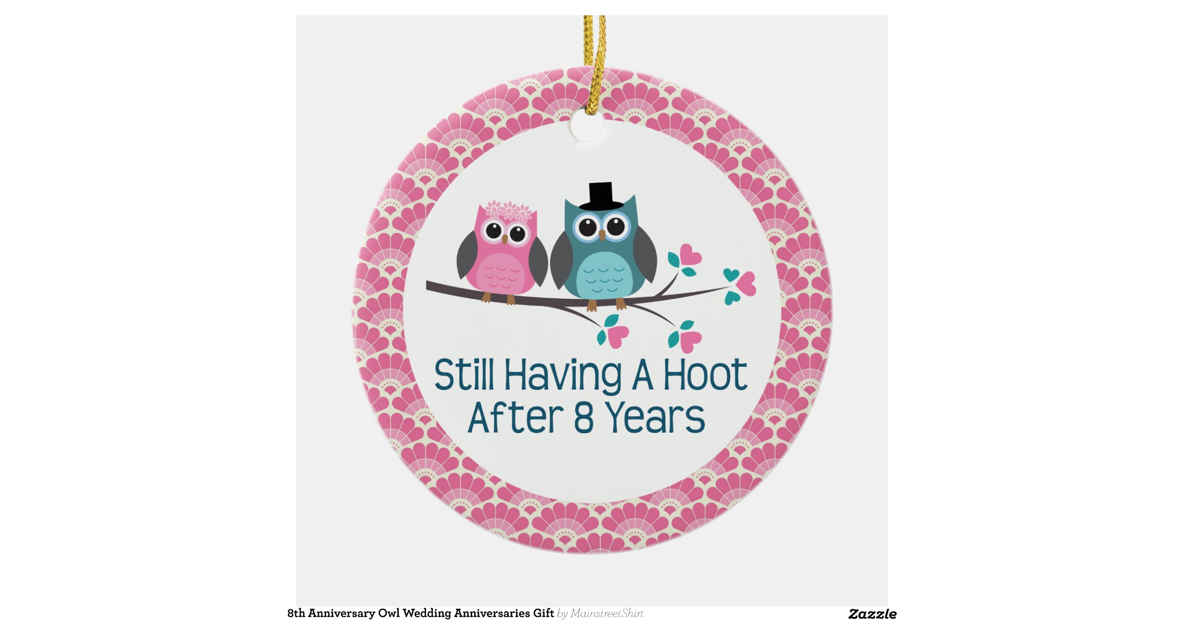 8th Anniversary Owl Wedding Anniversaries Gift Double-Sided Ceramic ...