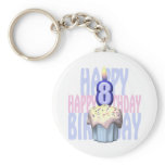 8th Birthday Cupcake Birthday Keychains