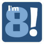 8th Birthday Custom Name Navy and Baby Blue Sticker