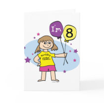 8th Birthday Girl cards