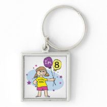 8th Birthday Girl keychains