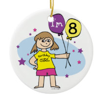 8th Birthday Girl ornaments