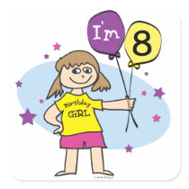 8th Birthday Girl stickers