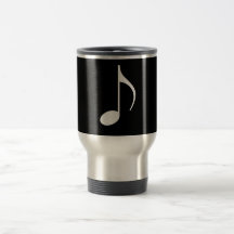 8th Musical Note Silver on Black Coffee Mug
