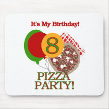 8th Pizza Party Birthday Mouse Mat