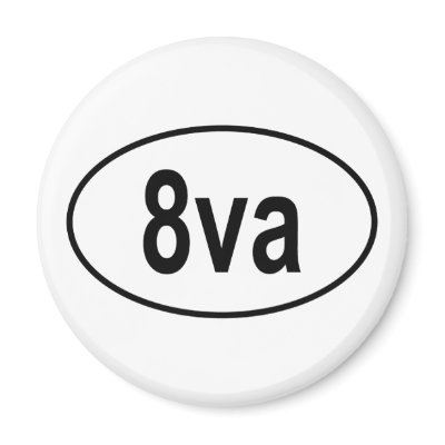 8va Musical Term European Oval Refrigerator Magnets by TeeShirtsTShirts