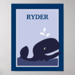 8X10 Ahoy Mate Whale Nautical Nursery Art Print