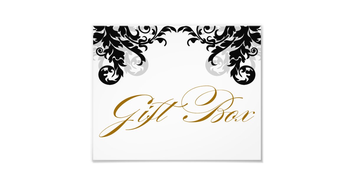 8x10 Flourish Wedding Gift Box Sign for Framing Art Photo Zazzle