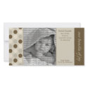 8x4 Birth Announcement Beige and Brown Polka Dots photo cards