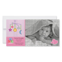 8x4 Birth Photo Announcement Pink Hearts