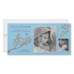 8x4 Branch Design Birth Announcement Blue/Brown photo cards