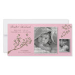 8x4 Branch Design Birth Announcement Pink/Brown