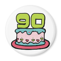 90 Year Old Birthday Cake Refrigerator Magnet