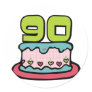 90 Year Old Birthday Cake Round Stickers