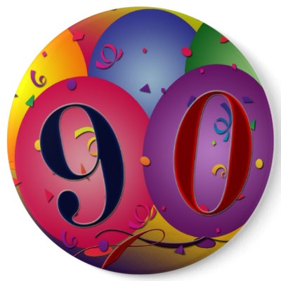 90 years!  Birthday balloon button - Customised by perfectpostage