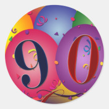 90th Birthday balloon stickers