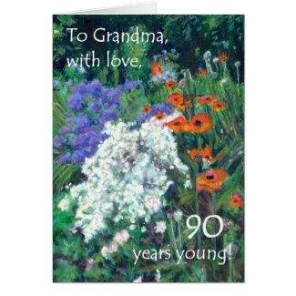 90th Birthday Card for a Grandmother - June Garden