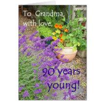 90th Birthday Card for Grandmother - Flower Garden