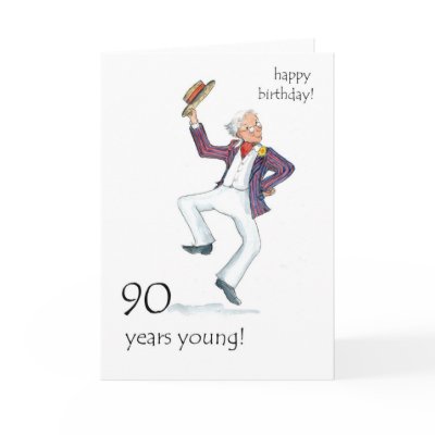 90th Birthday Card - Man Dancing! by helikettle