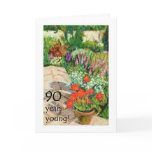 90th Birthday Card - Red Geraniums