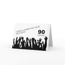 90th Birthday card with a cheering crowd