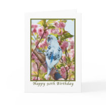 90th Birthday Card with Blue Parakeet