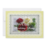 90th Birthday Party Celebration-Red/Yellow Roses Invites