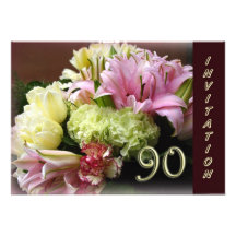 90th Birthday Party Invitation - Floral bouquet
