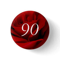90th Birthday Red Rose Party Favour Pin