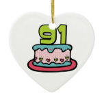 91 Year Old Birthday Cake Christmas Tree Ornament
