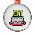91 Year Old Birthday Cake Christmas Ornaments