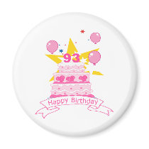 93 Year Old Birthday Cake Fridge Magnet