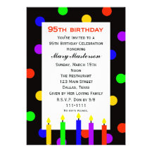 95th Birthday Party Invitation -- Candles and Dots