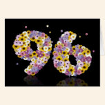96th birthday card with flowery letters cards
