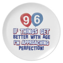 96th year old birthday designs party plate
