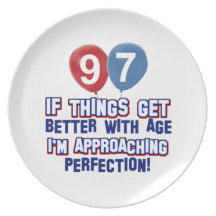97th year old birthday designs plates