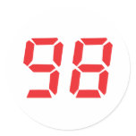98 ninety-eight red alarm clock digital number sticker