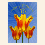 98th Birthday card, tulips full of sunshine cards