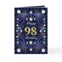 98th birthday card with masses of jewels