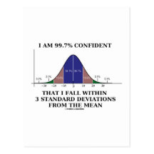 99.7% Confident Within 3 Standard Deviations Mean Post Cards