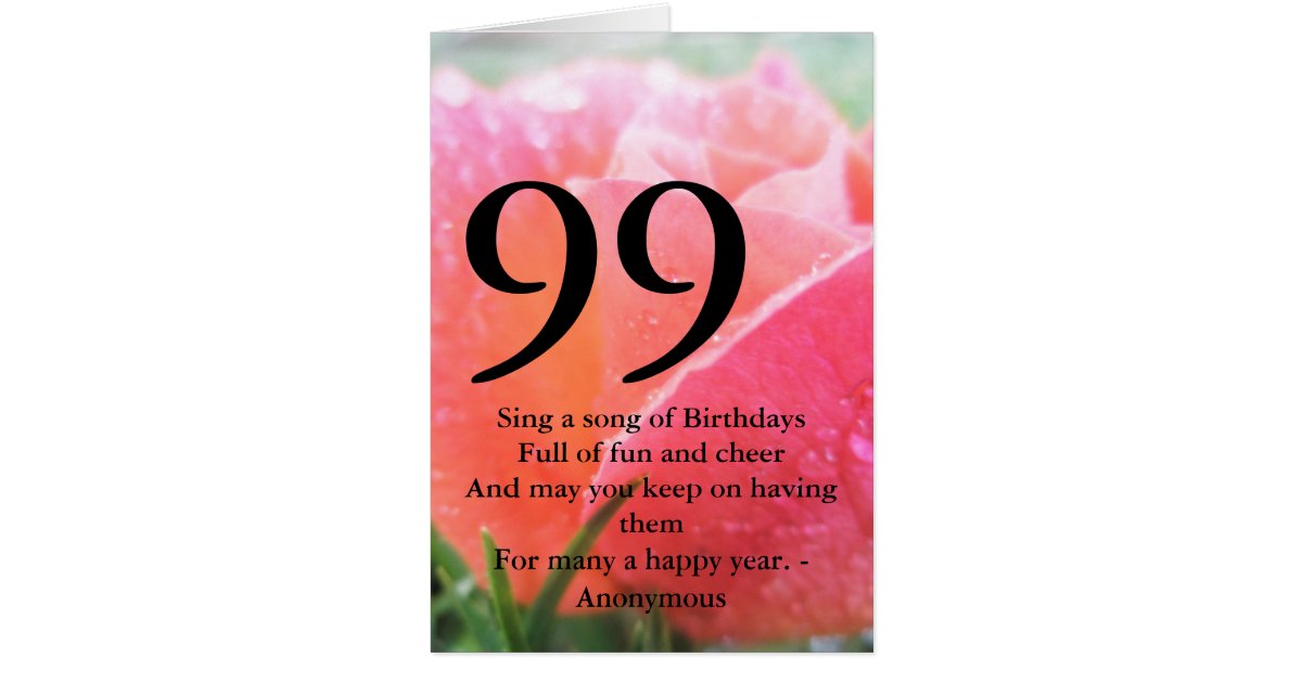 99th Birthday Greeting Card | Zazzle