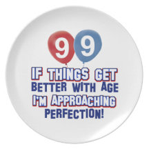 99th year old birthday design plate